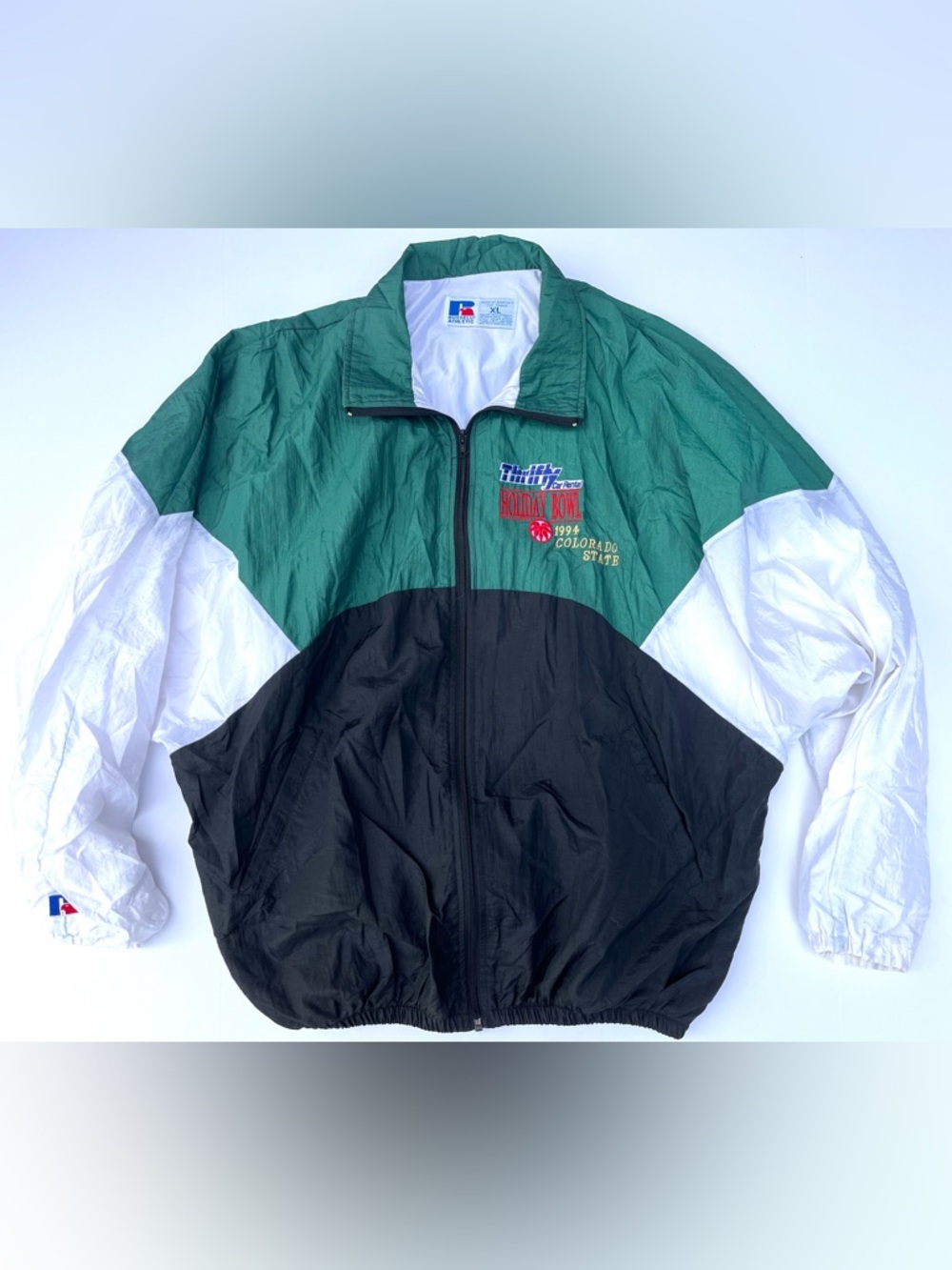 Vintage Colorado State Gear Green and White Jacket 1994 Holiday Bowl Windbreaker